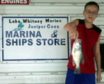 Indoor fishing at Lake Whitney Marina